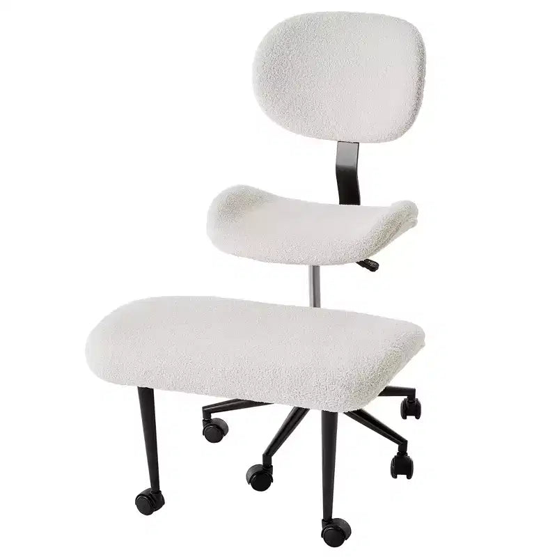 Pinmoco Chaise de bureau sans accoudoirs à pieds croisés, siège extra large, pivotant à 360°, chaise de bureau ergonomique pour la maison, le gaming et la méditation