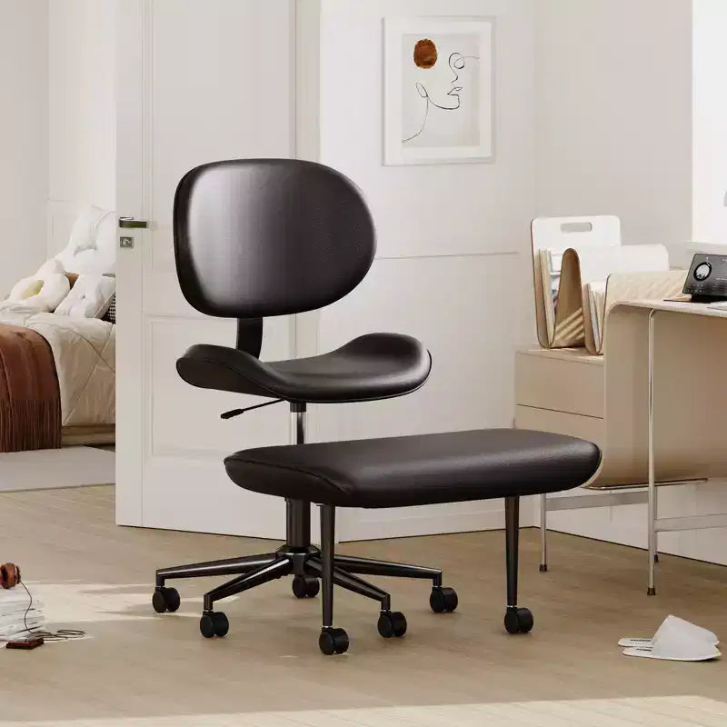Pinmoco Chaise de bureau sans accoudoirs à pieds croisés, siège extra large, pivotant à 360°, chaise de bureau ergonomique pour la maison, le gaming et la méditation