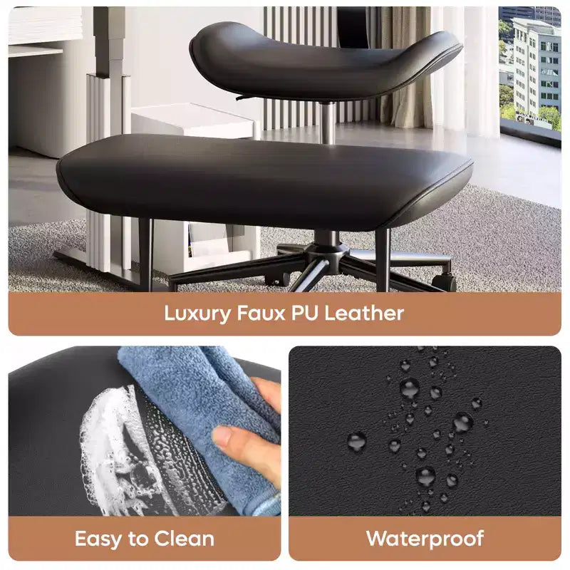 Pinmoco Chaise de bureau sans accoudoirs à pieds croisés, siège extra large, pivotant à 360°, chaise de bureau ergonomique pour la maison, le gaming et la méditation