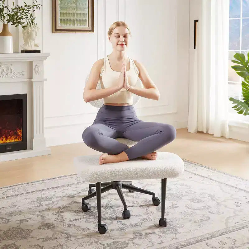 Pinmoco Chaise de bureau sans accoudoirs à pieds croisés, siège extra large, pivotant à 360°, chaise de bureau ergonomique pour la maison, le gaming et la méditation