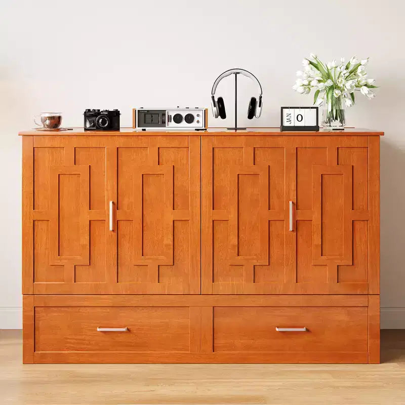 Murphy Bed Cabinet with Foldable Mattress, Queen Murphy Bed with Charging Station, Drawers