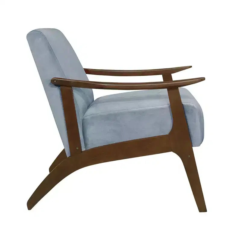 Okak Modern Accent Chair Contemporary Living Room Chair with Velvet Upholstered Walnut Finish Wood Armchair for Reading Room Bedroom