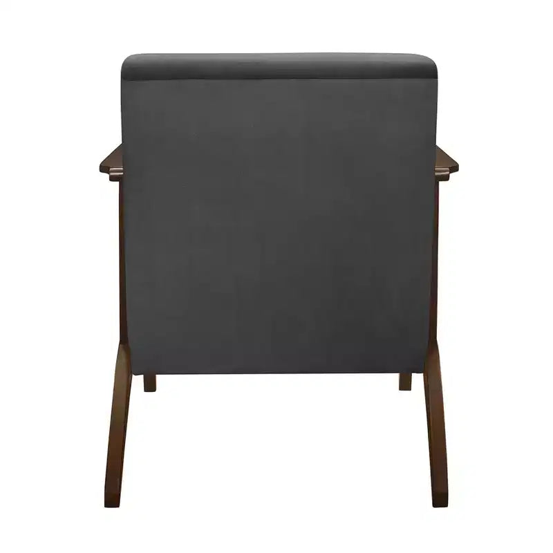 Okak Modern Accent Chair Contemporary Living Room Chair with Velvet Upholstered Walnut Finish Wood Armchair for Reading Room Bedroom