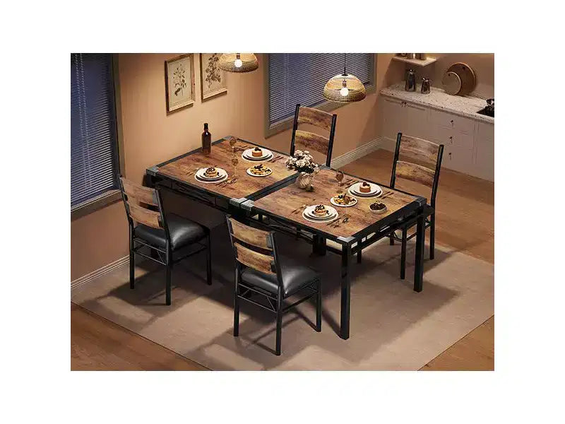 Dining Table Set , Kitchen Table with Upholstered Chairs, Wood Kitchen Dining Room Table Set with Corner Protector for Small Space, Apartment