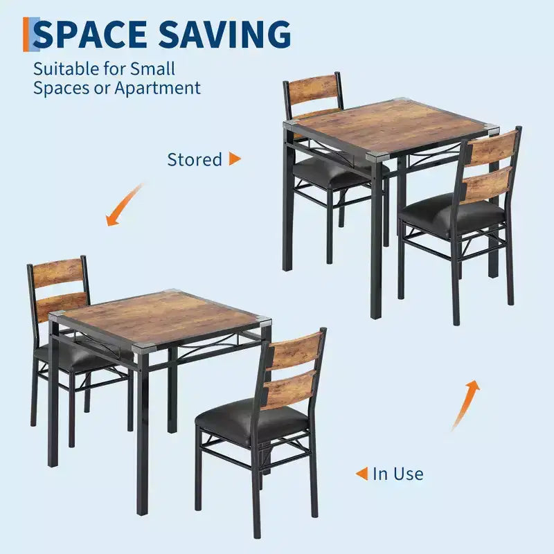 Dining Table Set , Kitchen Table with Upholstered Chairs, Wood Kitchen Dining Room Table Set with Corner Protector for Small Space, Apartment