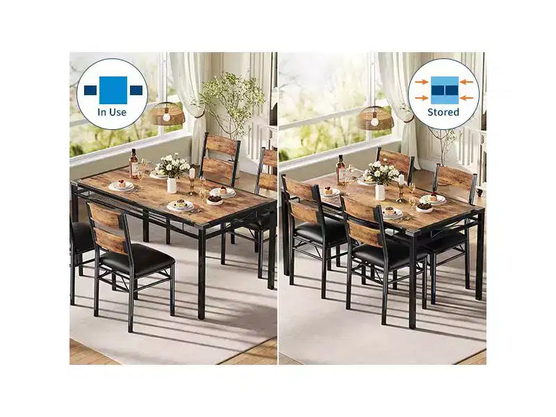 Dining Table Set , Kitchen Table with Upholstered Chairs, Wood Kitchen Dining Room Table Set with Corner Protector for Small Space, Apartment