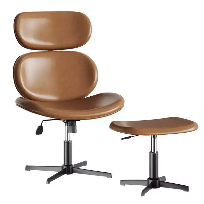 Bestier Swivel Office Chair With Ottoman, Reclining Desk Chair with Adjustable High Back & Headrest, PU Gaming Chair Ergonomic Computer Chair