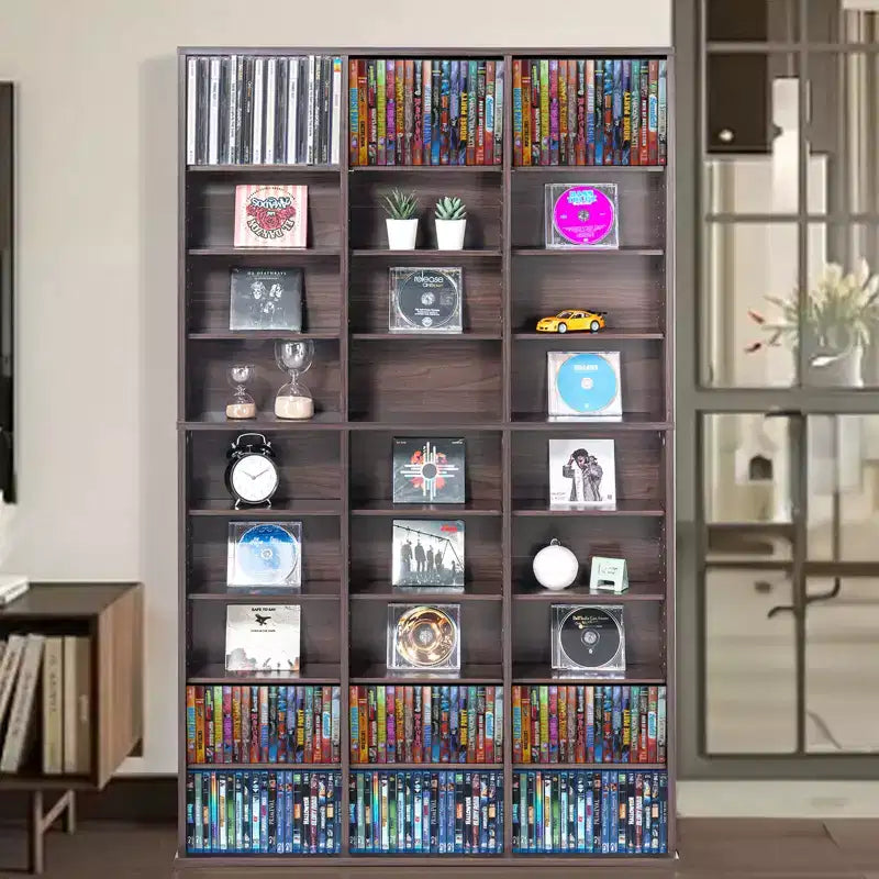 VEVOR Media Storage Cabinet, 9-layer DVD Shelf Holds up to 756 CDs, Adjustable CD Shelves 27 Compartments, Protects & Organizes Music, Movie