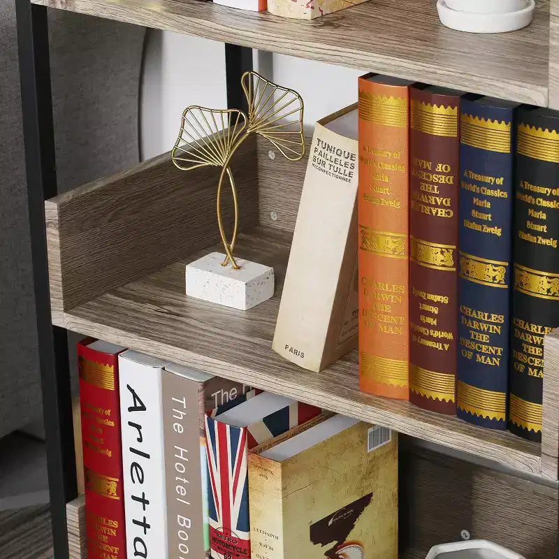 VECELO 3-Tier Small Bookshelf, Storage Organizer, Industrial Shelving Unit for Office or Living Room, Brown