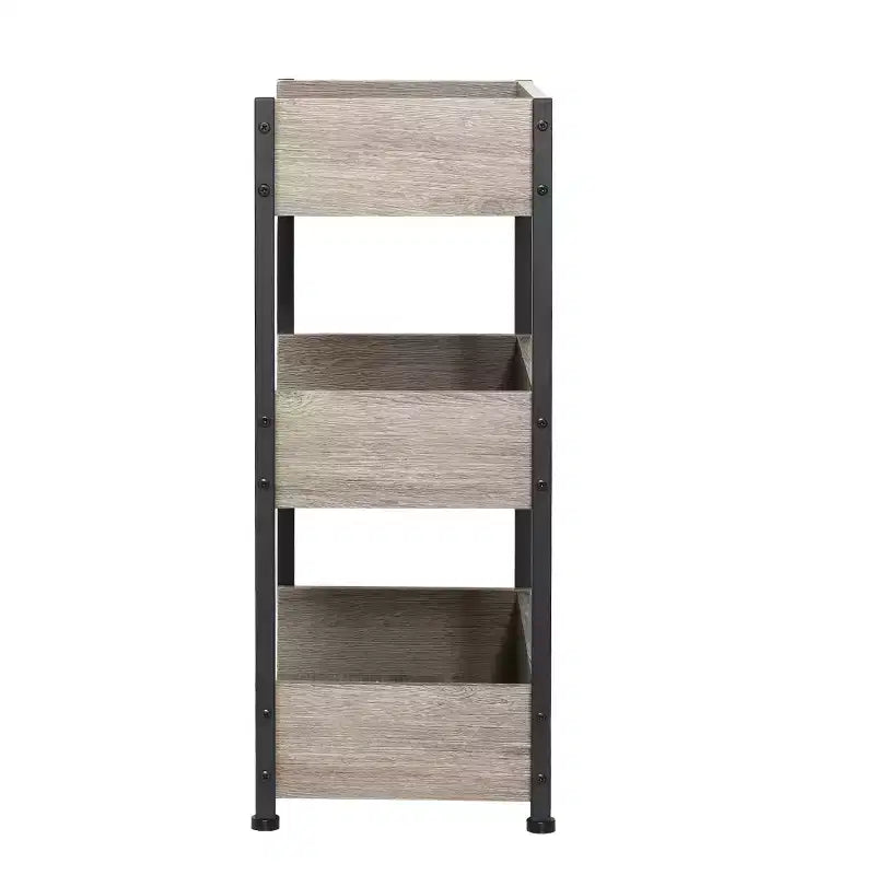 VECELO 3-Tier Small Bookshelf, Storage Organizer, Industrial Shelving Unit for Office or Living Room, Brown
