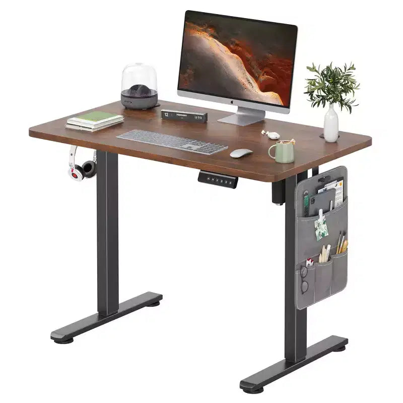 MAYEERTY 40x24 Rustic Brown Electric Standing Desk - Adjustable Height, Splice Board