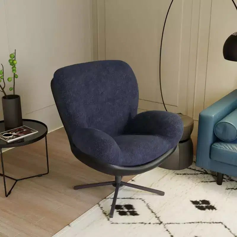 Okak Accent Chair, Modern Swivel Office Chair, Modern Chenille Chair with Faux Leather and Metal Base Frame, Accent Chair for Small Spaces