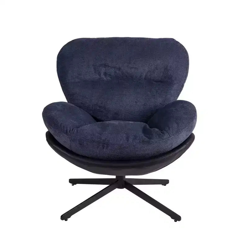 Okak Accent Chair, Modern Swivel Office Chair, Modern Chenille Chair with Faux Leather and Metal Base Frame, Accent Chair for Small Spaces