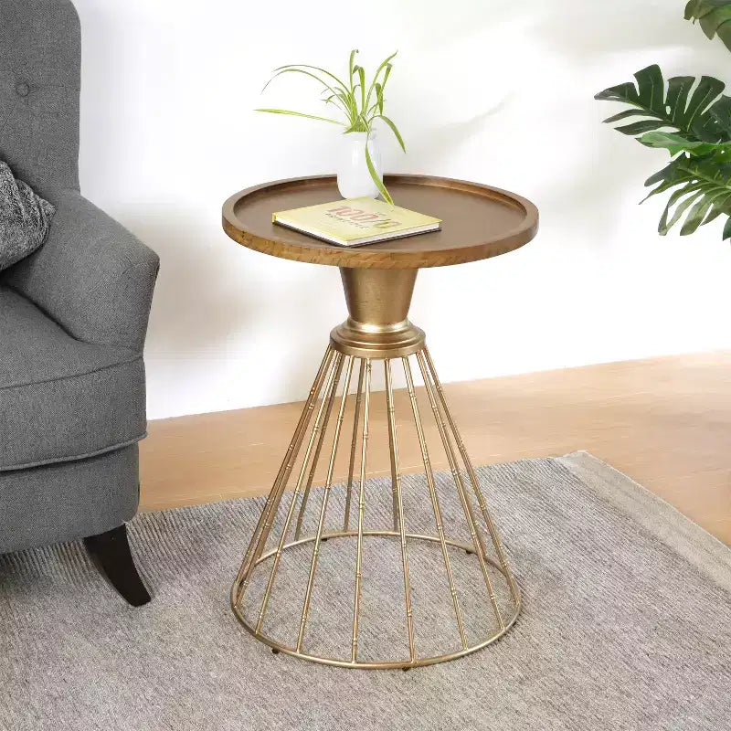 Table d'appoint rétro Angelo en pin et fer avec base creuse de Christopher Knight Home