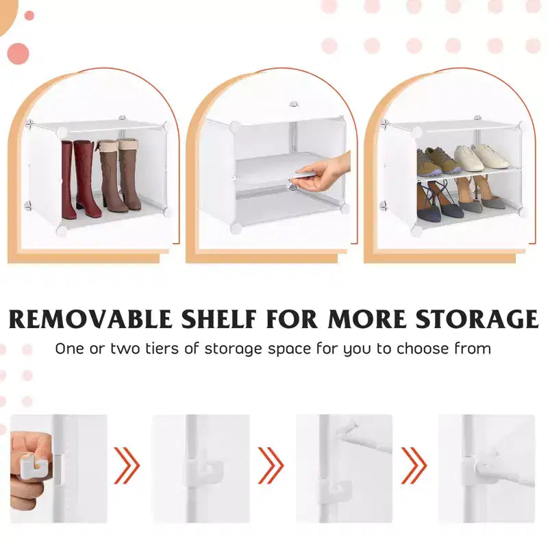 Costway Portable Shoe Rack Organizer 12-Cube 48 Pair Shoe Shelf Storage Cabinet with Hook White/Black