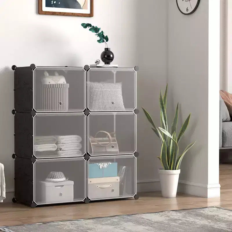 Costway Portable Shoe Rack Organizer 12-Cube 48 Pair Shoe Shelf Storage Cabinet with Hook White/Black