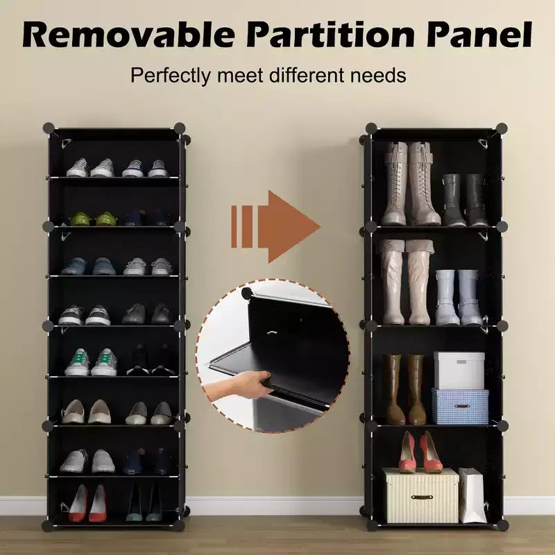 Costway Portable Shoe Rack Organizer 12-Cube 48 Pair Shoe Shelf Storage Cabinet with Hook White/Black