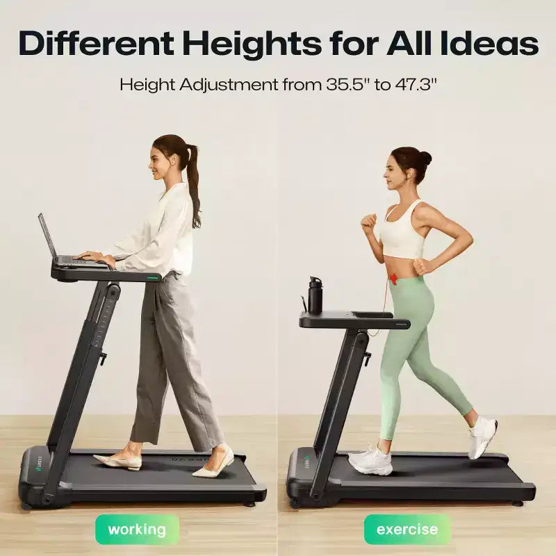 Tapis de course UREVO Foldi 3S avec bureau | Réglable, pliable, intelligent