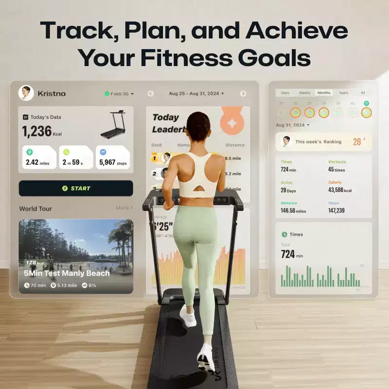 Tapis de course UREVO Foldi 3S avec bureau | Réglable, pliable, intelligent