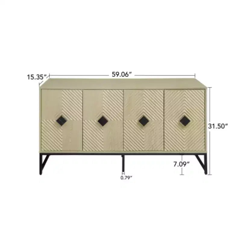 Carved 4 Door Sideboard ,Sideboard Buffet Cabinet With Storage ,Modern Coffee Bar Cabinet With Adjustable Shelf For Living room,Diningroom,Kitchen