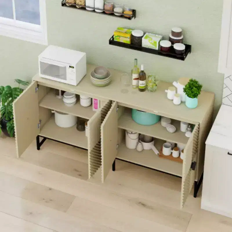 Carved 4 Door Sideboard ,Sideboard Buffet Cabinet With Storage ,Modern Coffee Bar Cabinet With Adjustable Shelf For Living room,Diningroom,Kitchen