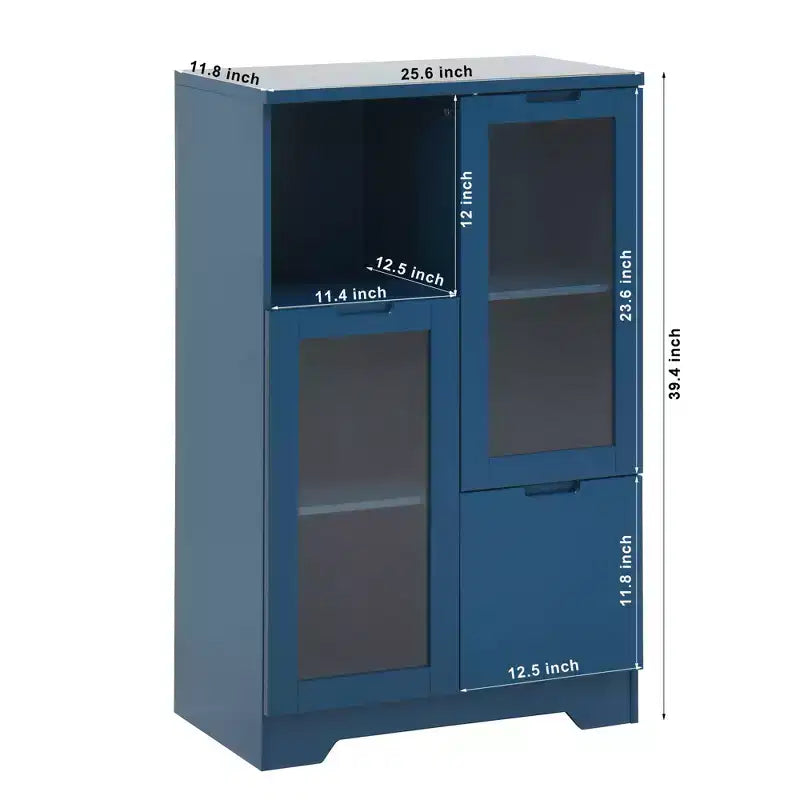 MDF painted Cabinet with Glass Doors and drawer, open storage space, White ,Bedroom, Living room
