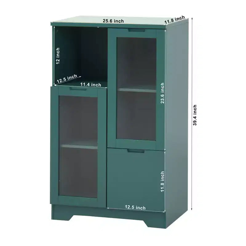 MDF painted Cabinet with Glass Doors and drawer, open storage space, White ,Bedroom, Living room