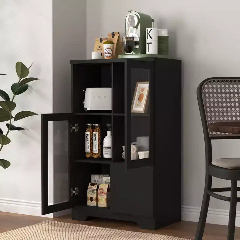 MDF painted Cabinet with Glass Doors and drawer, open storage space, White ,Bedroom, Living room