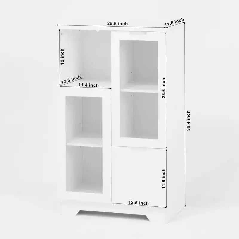 MDF painted Cabinet with Glass Doors and drawer, open storage space, White ,Bedroom, Living room