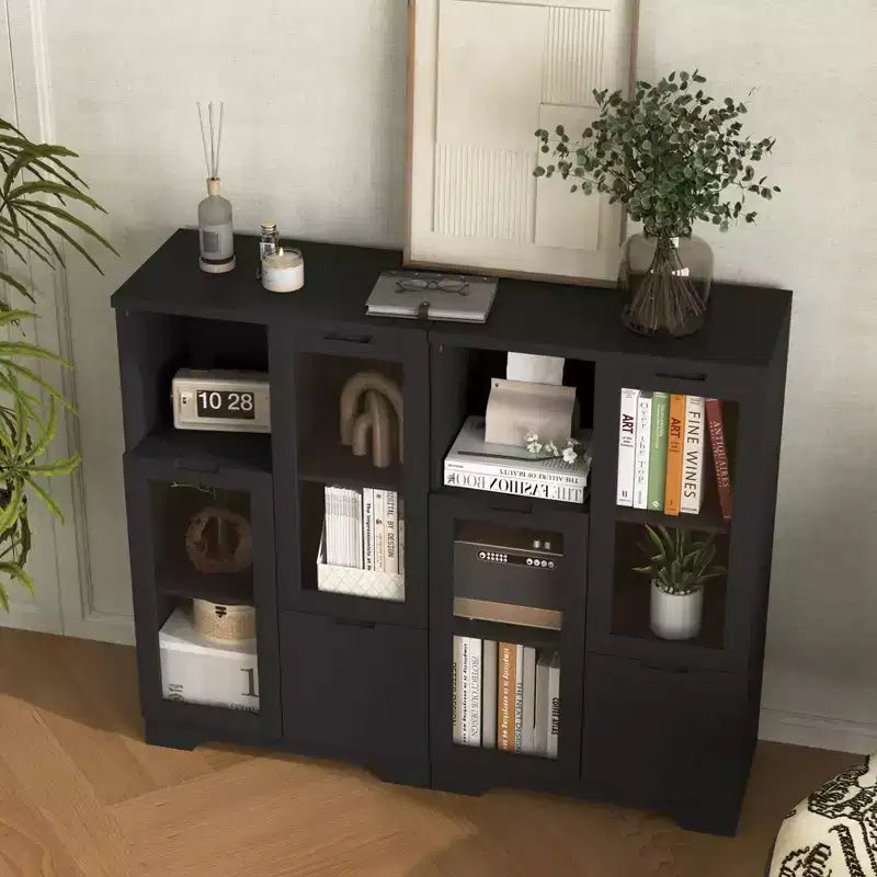 MDF painted Cabinet with Glass Doors and drawer, open storage space, White ,Bedroom, Living room
