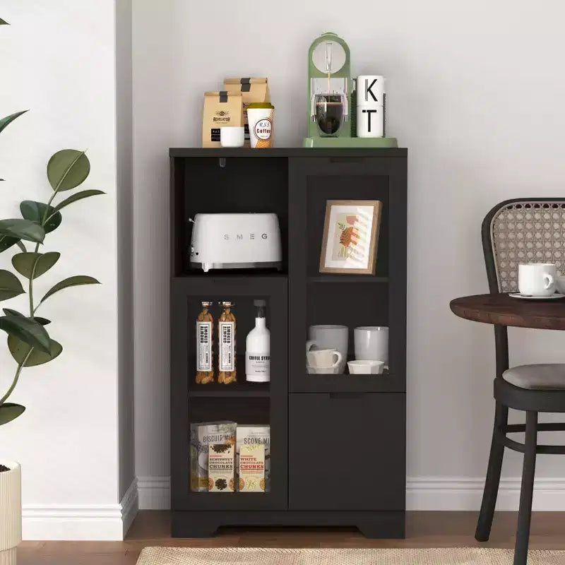 MDF painted Cabinet with Glass Doors and drawer, open storage space, White ,Bedroom, Living room