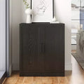 [36-inch | Upgraded Double Door]Black Modern Storage Cabinet (Glass Doors + Dual-Purpose for Living Room/Bedroom)