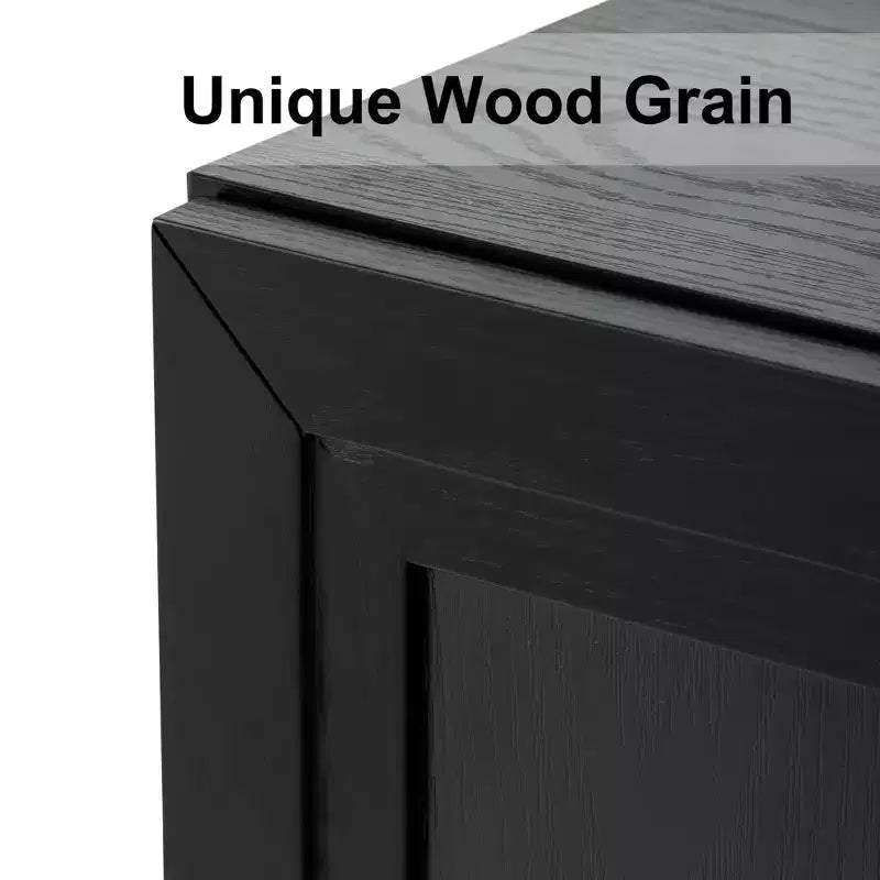 [36 pouces | Double porte améliorée] Armoire de rangement noire moderne (portes vitrées + double usage pour salon/chambre)