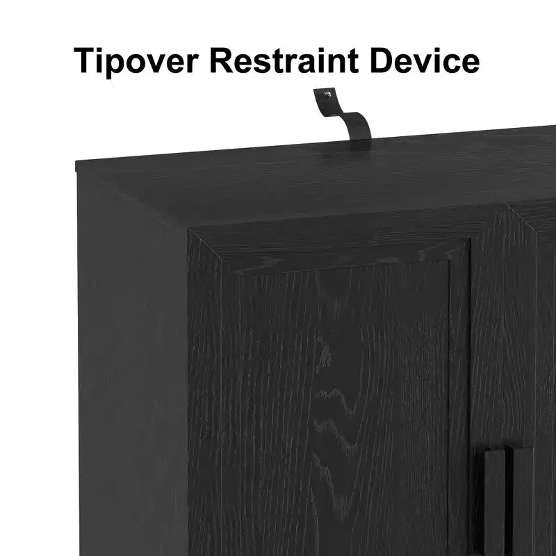 [36 pouces | Double porte améliorée] Armoire de rangement noire moderne (portes vitrées + double usage pour salon/chambre)
