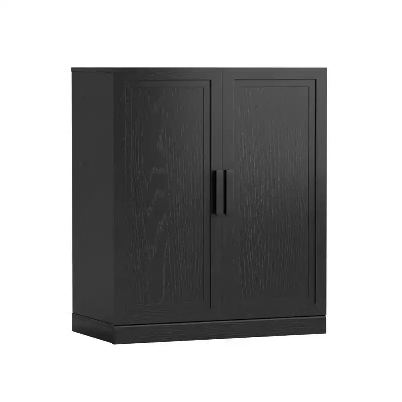 [36 pouces | Double porte améliorée] Armoire de rangement noire moderne (portes vitrées + double usage pour salon/chambre)