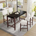 5 PCS Bar Height Dining Set with 4 Upholstered Bar Stool&Faux Marble Table, Counter Height Dining Set Bistro Dining Set, Mid-century Modern-ModernLuxe