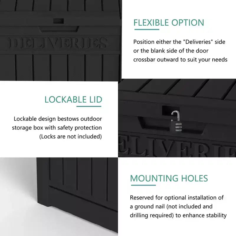 Chic Crate-Package Delivery Box, Large Lockable Storage Box, Double-Wall Resin Outdoor Package Delivery And Waterproof Deck Box For Porch, Patios