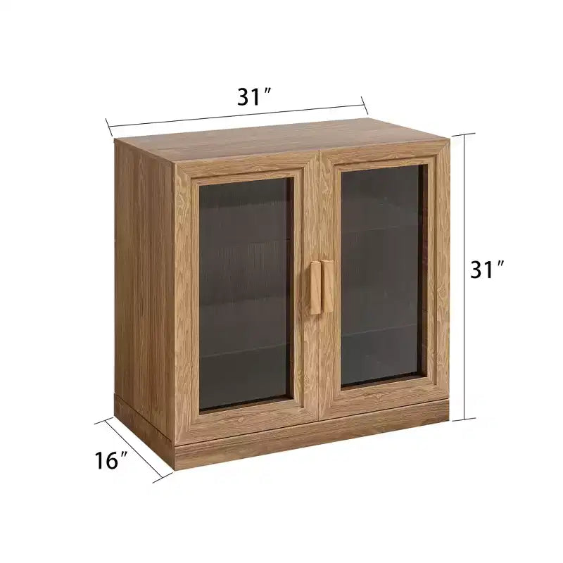 31x31x16 Wood Accent Cabinet, Storage Organizer with Adjustable Shelves and Glass Doors for Kitchen Bedroom Entryway Living Room Dinning Room