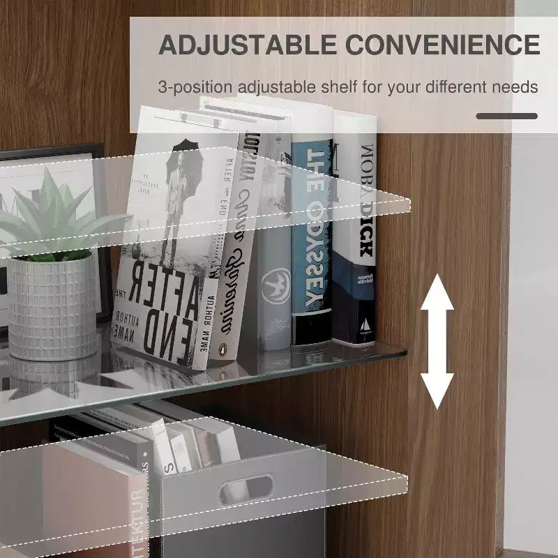 31x31x16 Wood Accent Cabinet, Storage Organizer with Adjustable Shelves and Glass Doors for Kitchen Bedroom Entryway Living Room Dinning Room