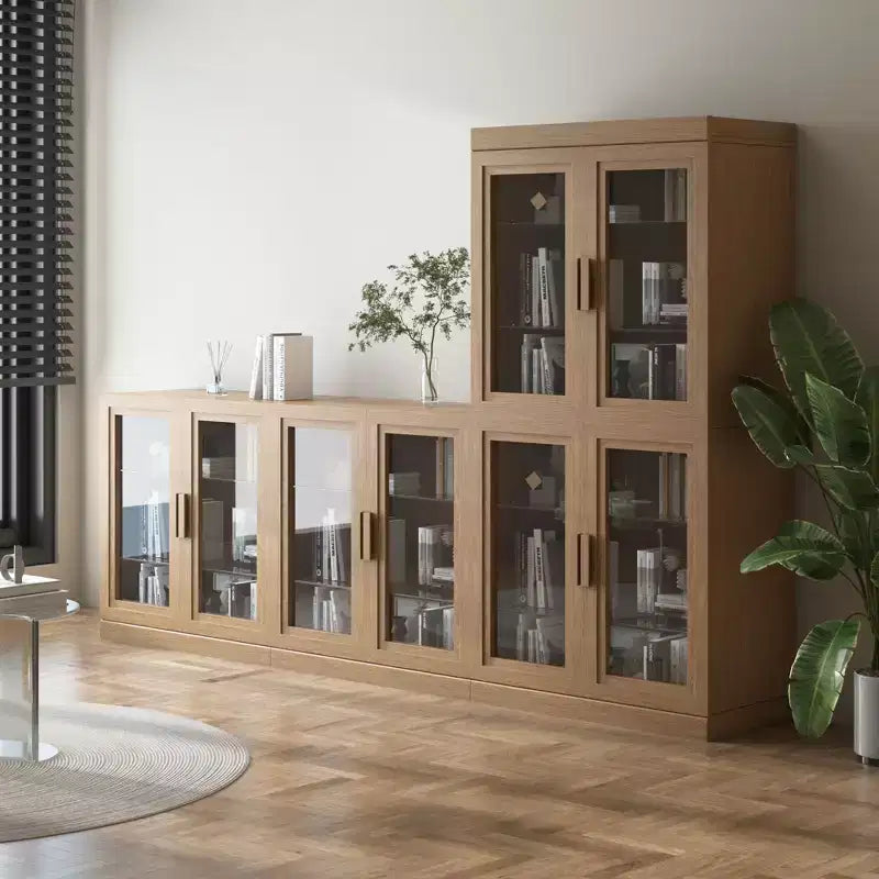31x31x16 Wood Accent Cabinet, Storage Organizer with Adjustable Shelves and Glass Doors for Kitchen Bedroom Entryway Living Room Dinning Room
