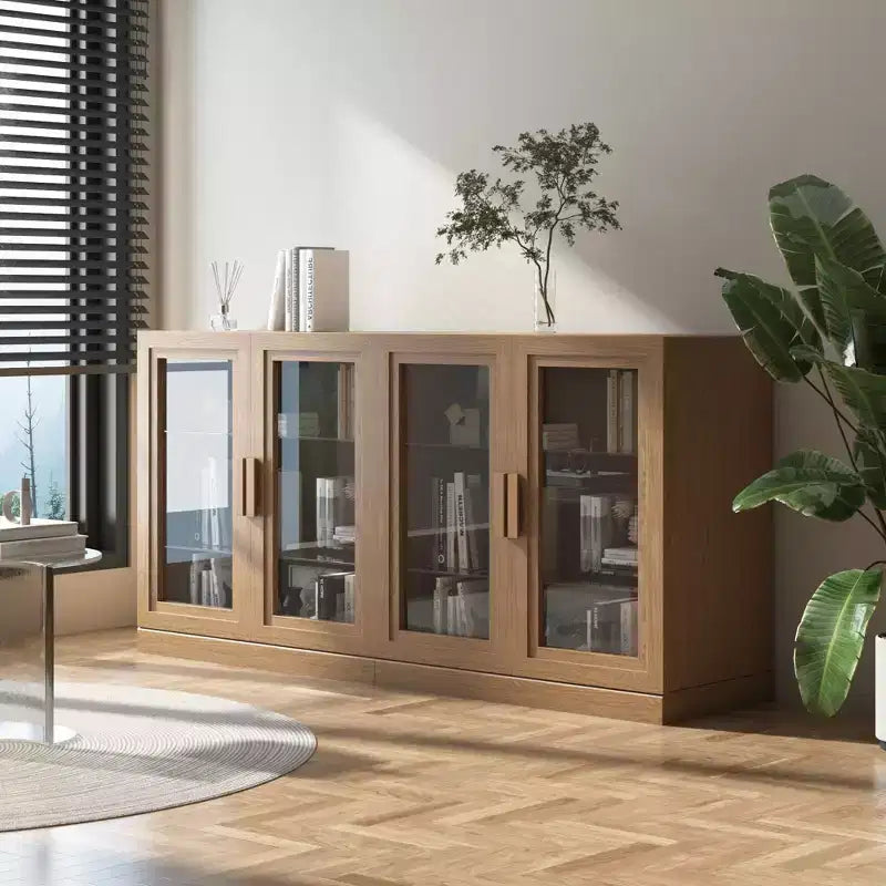31x31x16 Wood Accent Cabinet, Storage Organizer with Adjustable Shelves and Glass Doors for Kitchen Bedroom Entryway Living Room Dinning Room