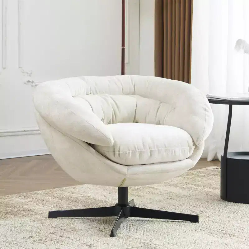 Fauteuil de bureau pivotant moderne en chenille Okak avec coussin amovible, chaise d'appoint confortable pour salon, appartement