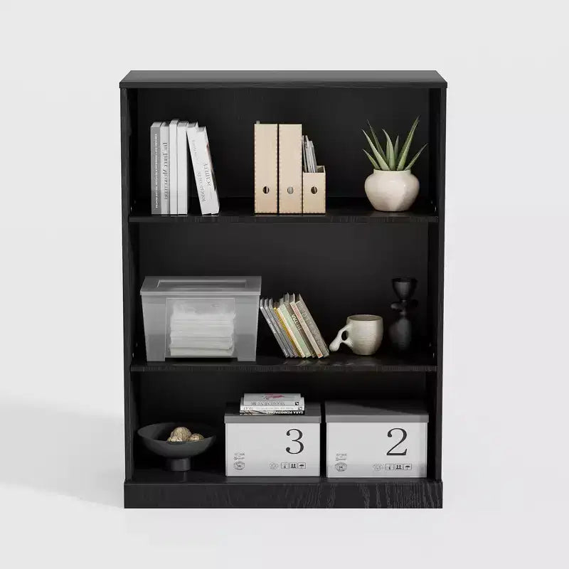 [105 cm | Très grande capacité] Étagère de rangement sans porte en grain de bois noir (Décoration et rangement combinés pour salon/chambre)