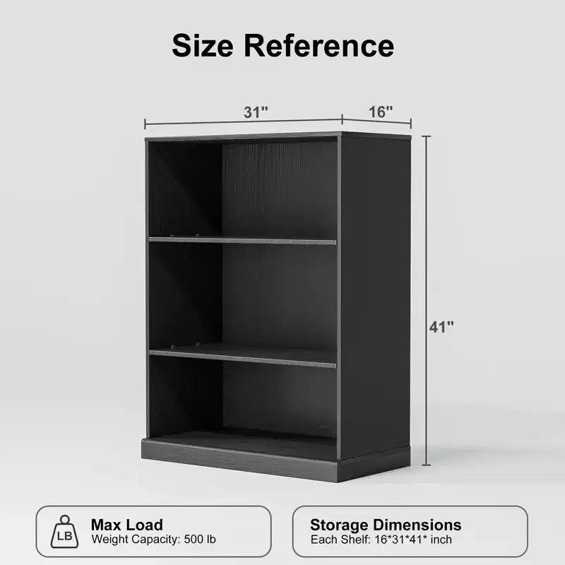 [105 cm | Très grande capacité] Étagère de rangement sans porte en grain de bois noir (Décoration et rangement combinés pour salon/chambre)