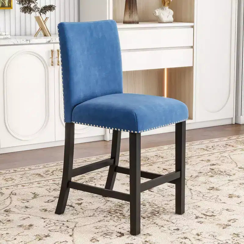 5 PCS Dining Set Counter Height Dining Table Set Bar Height Dining Set with 4 Velvet-Upholstered Chairs&Faux Marble Top Dining Table-ModernLuxe