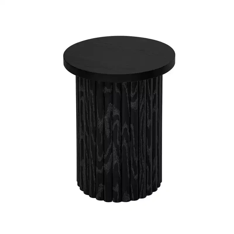 Round Nesting Coffee Table End Table Cocktail Table Accent Table SIde Table Center Table, Natural/Black-ModernLuxe