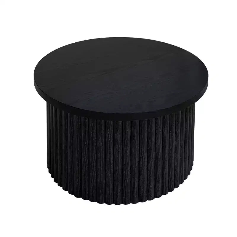 Round Nesting Coffee Table End Table Cocktail Table Accent Table SIde Table Center Table, Natural/Black-ModernLuxe