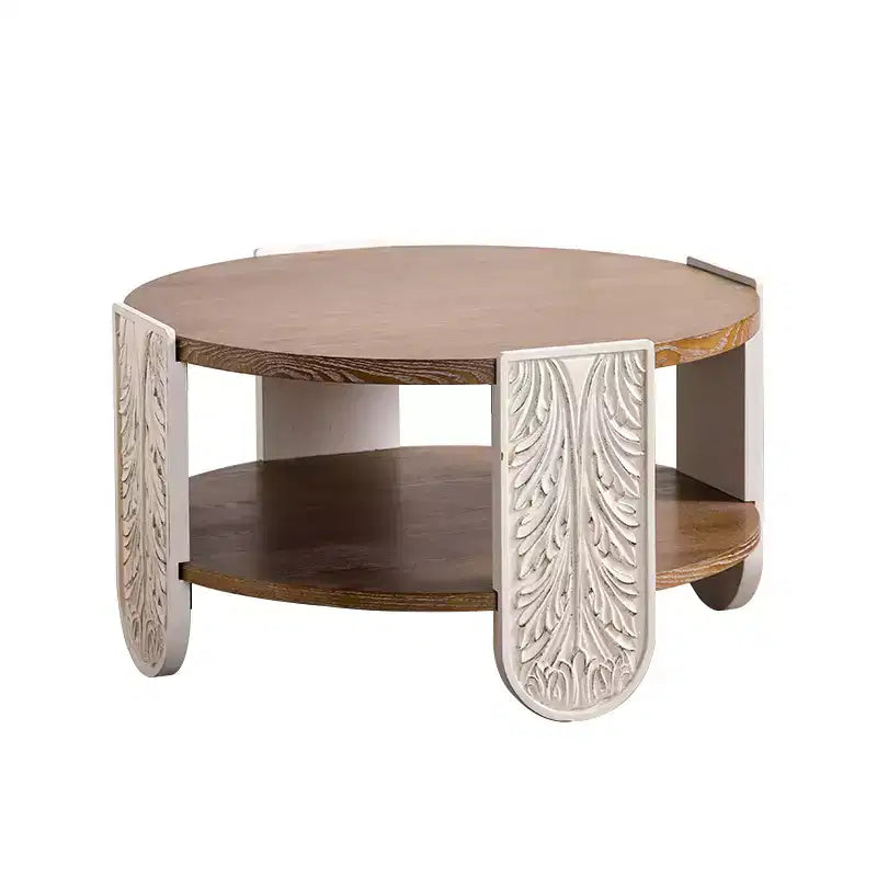 Table basse GDFStudio rétro en bois sculpté à double épaisseur de 32 po