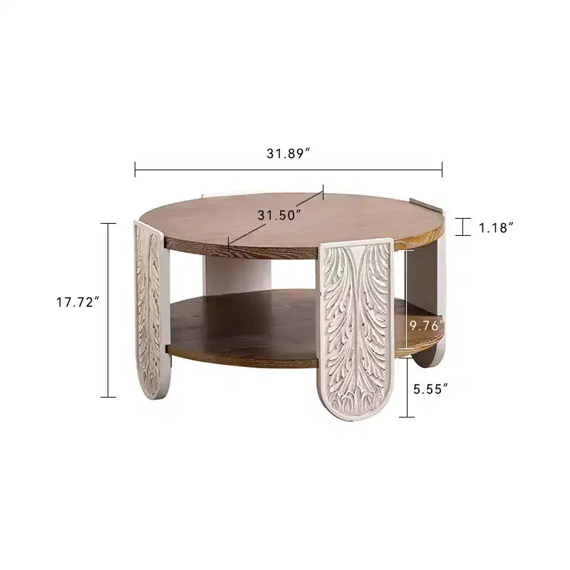 Table basse GDFStudio rétro en bois sculpté à double épaisseur de 32 po