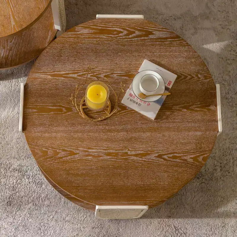 Table basse GDFStudio rétro en bois sculpté à double épaisseur de 32 po